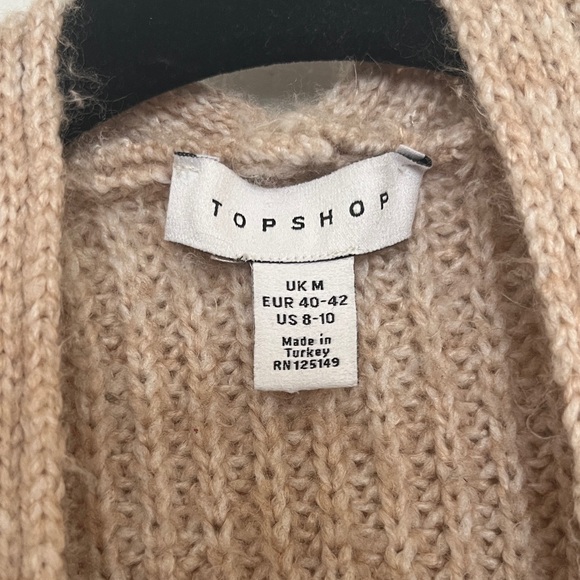 Topshop Beige Ribbed Open-Front Cardigan - Picture 3 of 5